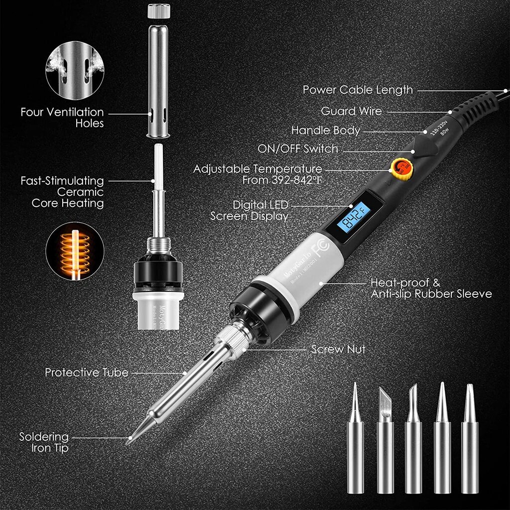 Bộ Mỏ Hàn S6-X3 80W 220V Chất Lượng  ° C - 450 ° Công Tắc Bật/Tắt Điều Chỉnh Nhiệt Độ Chuyên Dụng