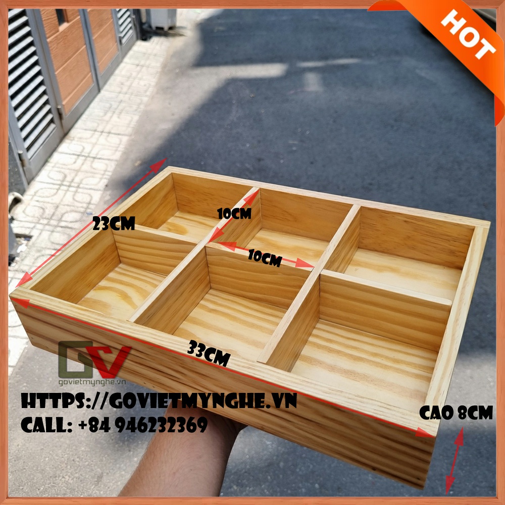 Khay gỗ trang trí món ăn trang trí trưng bày món lẩu Hotpot - BBQ cho nhà hàng - Gỗ thông