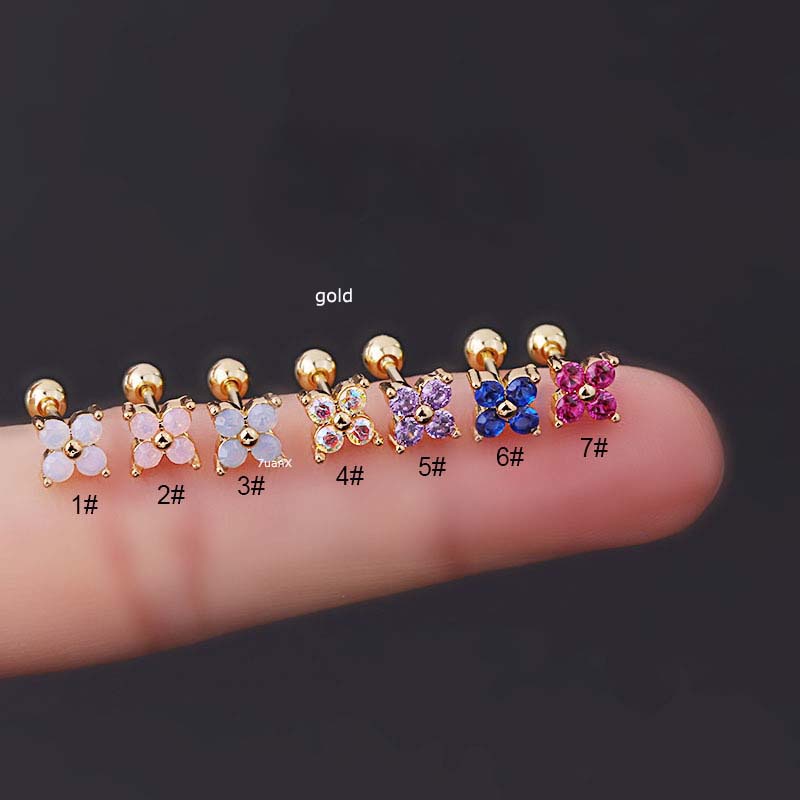 1 Khuyên Xỏ Hình Hoa Bằng Thép Không Gỉ 20G Cho Nữ