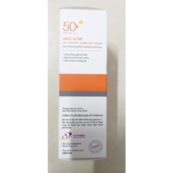 Kem chống nắng Decumar 50+. Chống nắng, dưỡng da, giảm bã nhờn phụ hợp cho da mụn, nhạy cảm