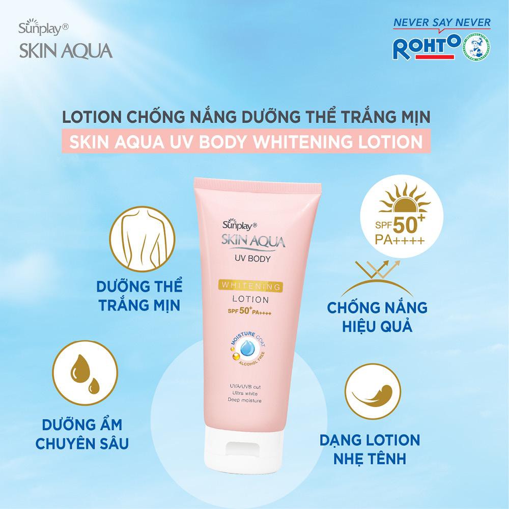 Sunplay Skin Aqua Kem Chống Nắng Dưỡng Thể Dưỡng Sáng Mịn Da UV Body Whitening Lotion SPF 50+ PA++++ 150g