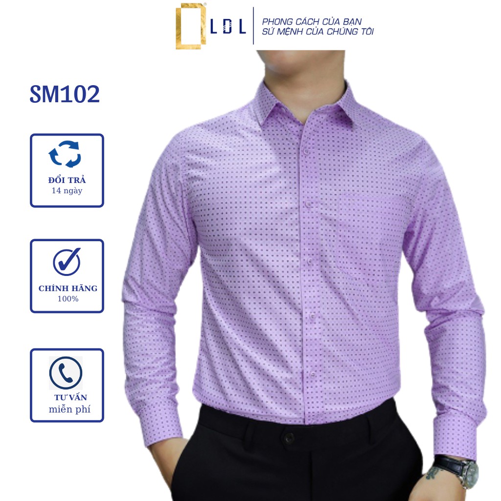 Áo sơ mi nam dài tay LDL, sơ mi công sở cao cấp họa tiết chấm bi kiểu dáng trẻ trung hiện đại | BigBuy360 - bigbuy360.vn