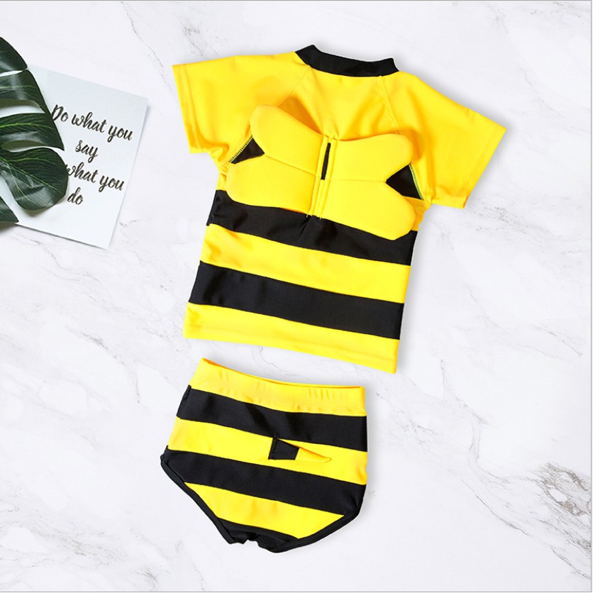 Bộ đồ bơi cho bé con ong vàng cộc tay cho cả bé trai và bé gái gồm áo và quần