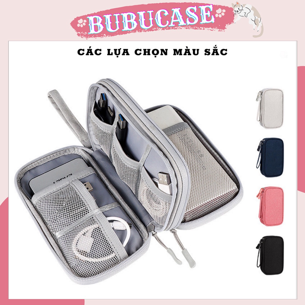Túi phụ kiện công nghệ đựng pin sạc dự phòng, điện thoại, cáp sạc usb, tai nghe có quai cầm