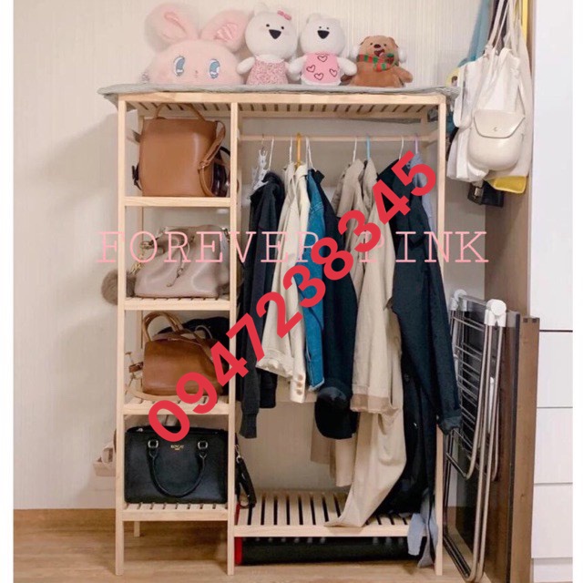 Kệ tủ treo quần áo hàn quốc 2 ngăn kiểu hàn Nội thất Decor FamilyKT Cao 1m5 Rộng 98cm Sâu 38cm Bh 2 năm