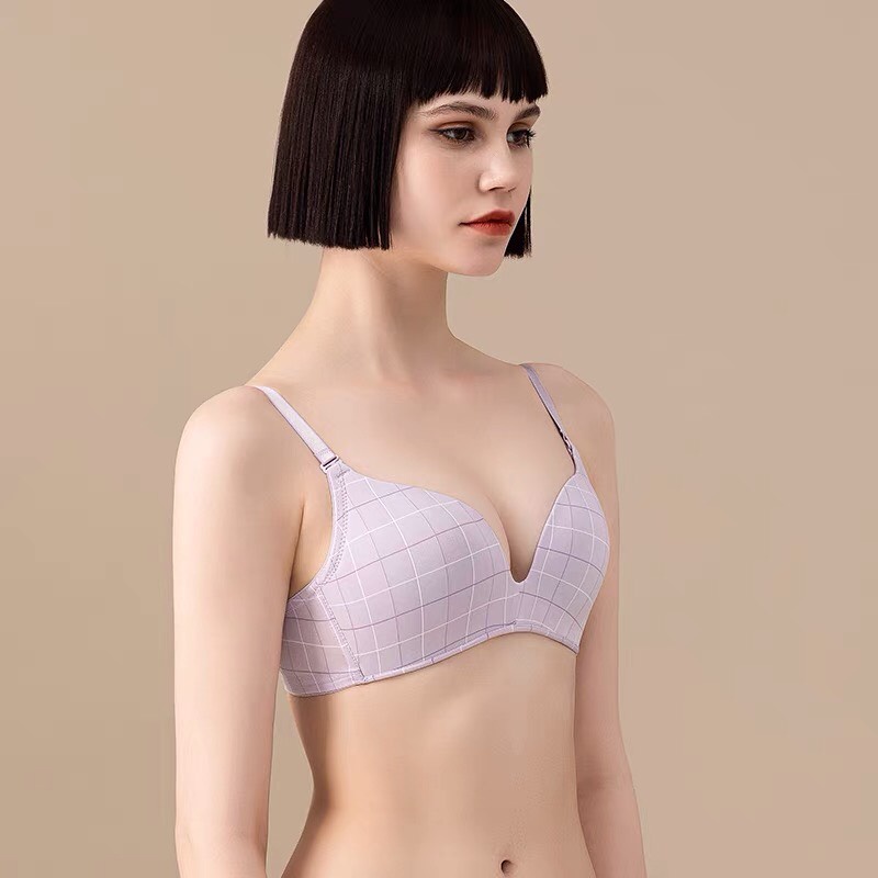 Áo Ngực Kẻ Caro Không Gọng Đệm Mỏng  Mềm Mát Vô Cùng Thoải Mái YiOn Underwear AM08