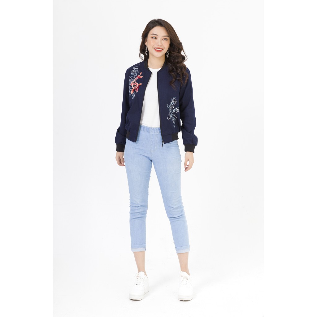 Áo Bomber Thêu Lamer L65O19T023 (Xanh Tím Than/Trắng)