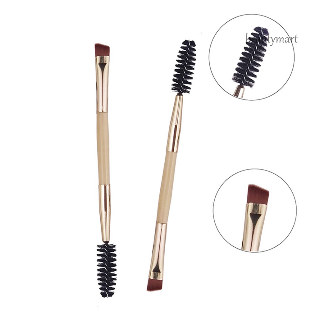 [Hàng mới về] Lược chải chân mày kiêm cọ trang điểm hai đầu đa dụng có tay cầm bằng tre