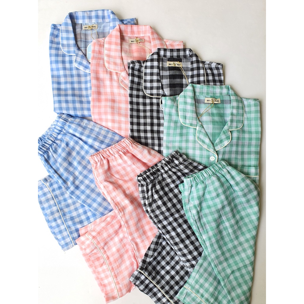 Pyjama xô Hàn Bee Mon Caro 4 màu cho Bé và Mẹ