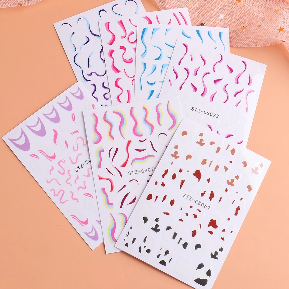 [Hàng mới về] Tờ miếng dán móng tay trang trí họa tiết hình học 3D phong cách tối giản