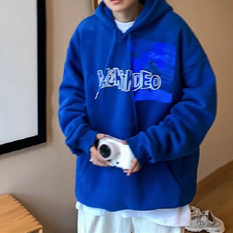 Áo hoodie Thể Thao Dáng Rộng In Chữ Phong Cách Hong Kong Thời Trang Cho Nam Cỡ M-5XL