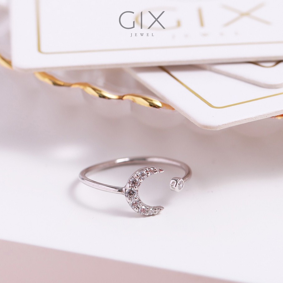 Nhẫn bạc nữ cao cấp mạ vàng mặt trăng đính đá Gix Jewel SPGN53