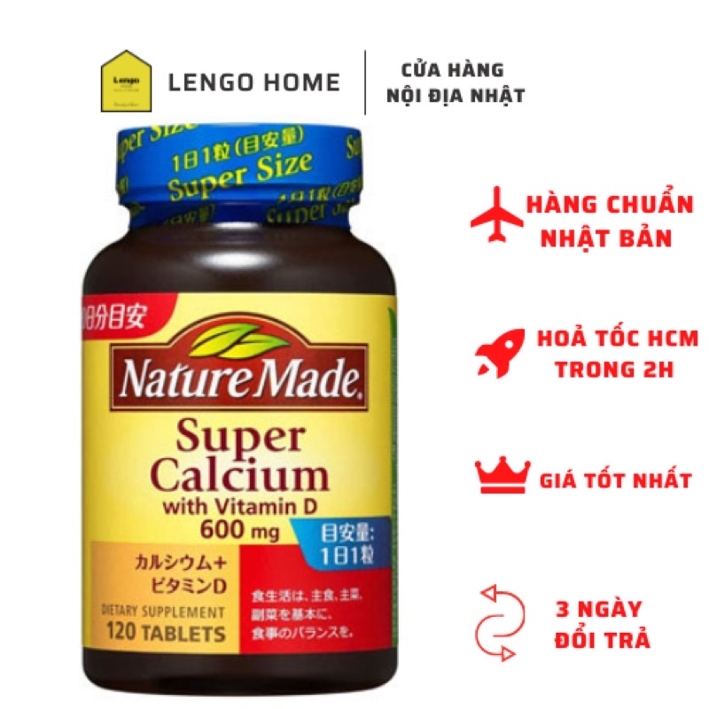Viên uống bổ sung Canxi và Vitamin D Nature Made Supper Calcium 120 viên