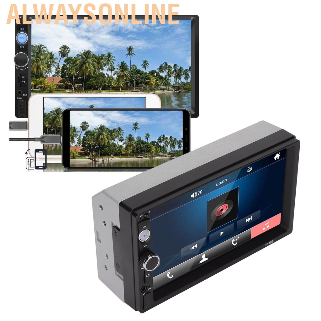 Alwaysonline 7in Car MP5 Player Multimedia Stereo Receiver Bluetooth Mirror Link with Remote Control for Android