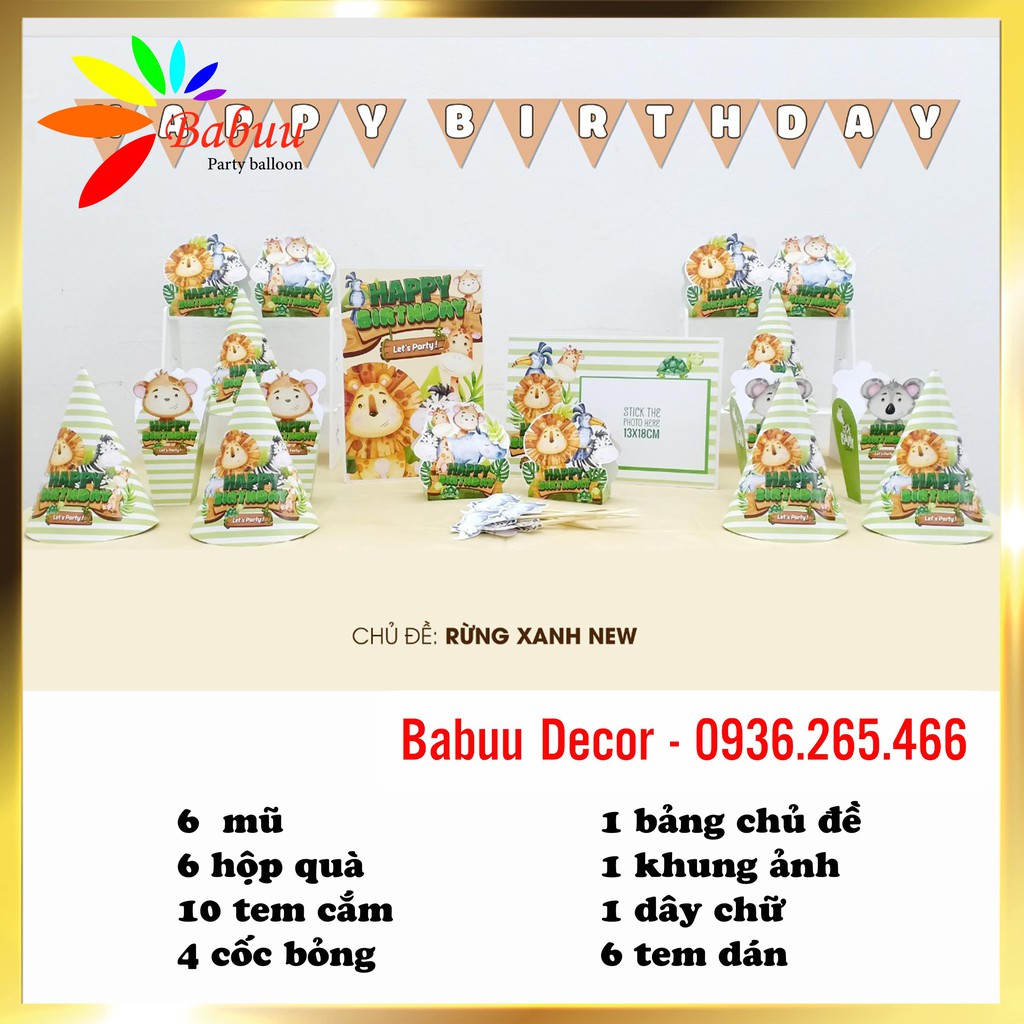 Set để bàn trang trí sinh nhật nhiều chủ đề