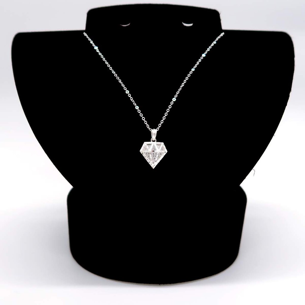 Dây chuyền bạc mặt kim cương 3D đính đá cao cấp- Trang sức bạc Panmila