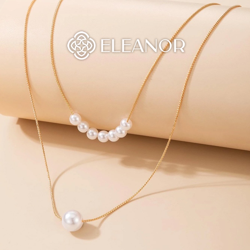 Dây chuyền nữ Eleanor Accessories titan đính đá gắn ngọc trai nhân tạo phụ kiện trang thanh lịch