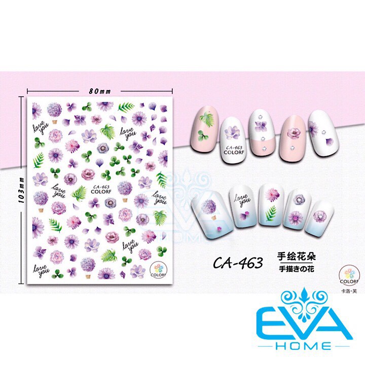 Miếng Dán Móng Tay 3D Nail Sticker Tráng Trí Hoạ Tiết Bông Hoa CA463