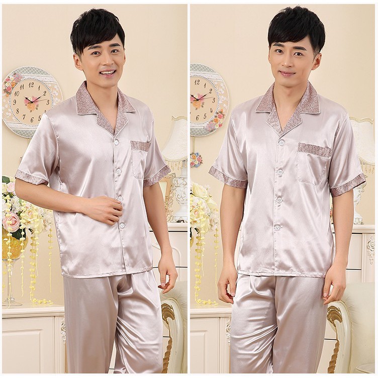 NG8902N - Bộ pyjama nam chất lụa ngắn tay hàng nhập