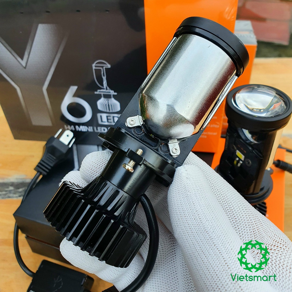 Đèn LED bi cầu mini Y6D 72W 6000K model 2022 chân H4 cho ô tô, xe máy