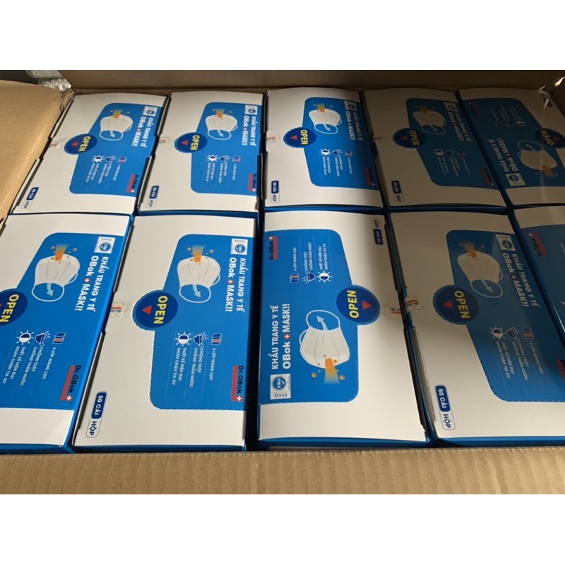 Khẩu Trang OBok chuẩn 4 lớp kháng khuẩn Hộp 50 cái | BigBuy360 - bigbuy360.vn