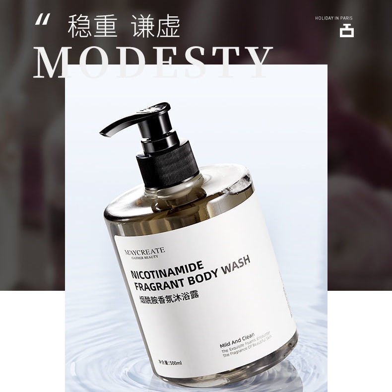 Combo Sữa Tắm & Body Lotion MAYCREATE Niacinamide Nước Hoa Dài Lâu, Chiết Xuẩt Lành Tính Unisex