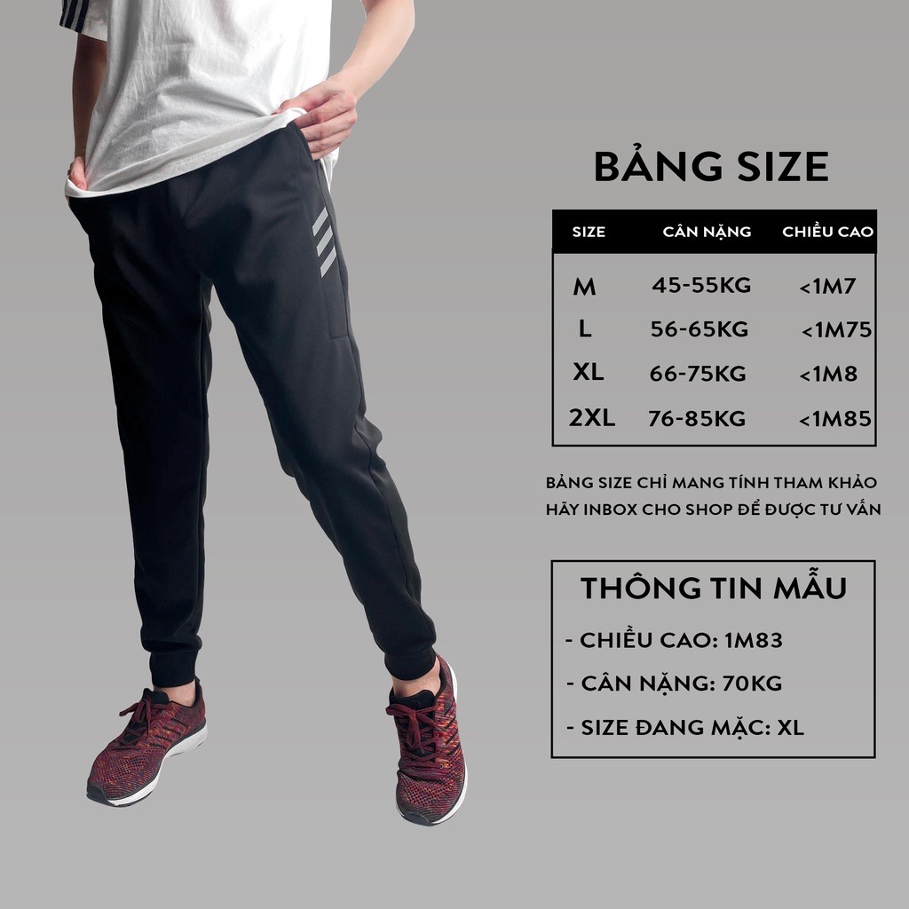 Quần thể thao nam, quần dài nam 3 sọc chất vải dày dặn co giãn tốt phong cách trẻ trung