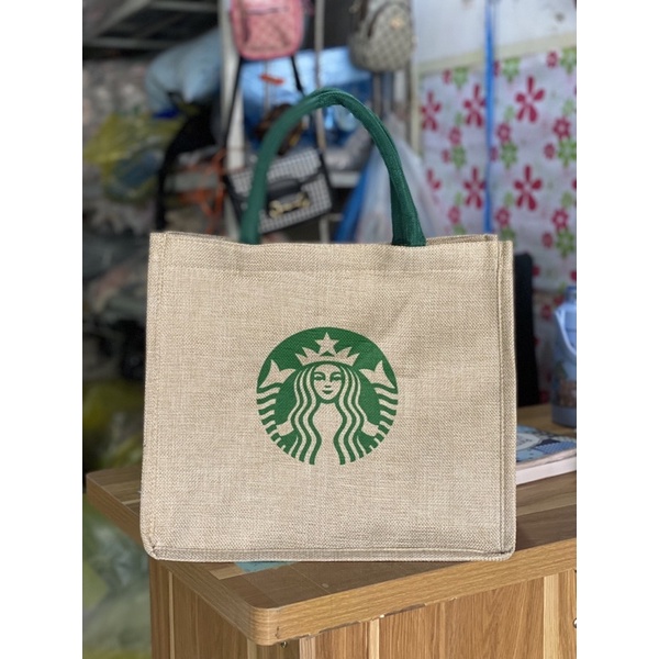 Túi cói đi biển đi chơi starbuck phong Hàn Quốc tiền lợi sang chảnh