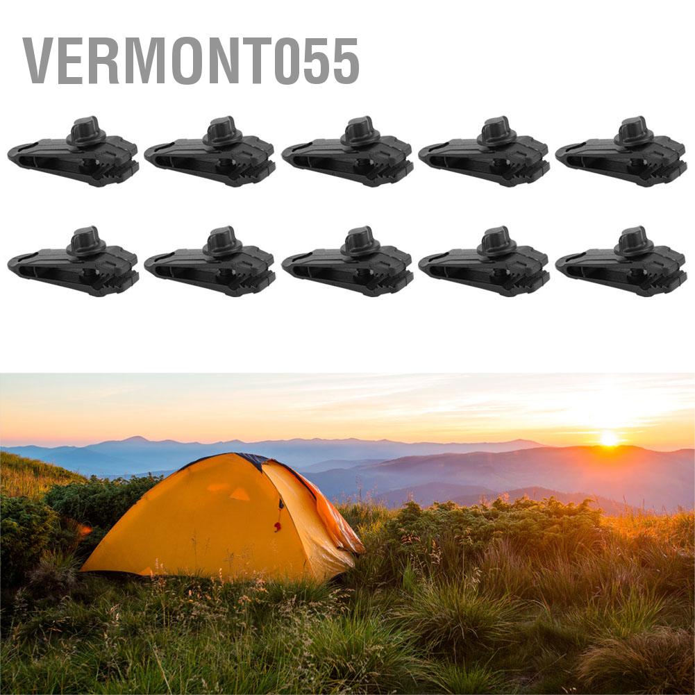 Vermont055 10 cái Lều nhựa ngoài trời Kẹp Khóa Bạt Tarp Cố định Cắm trại Phụ kiện Màu đen