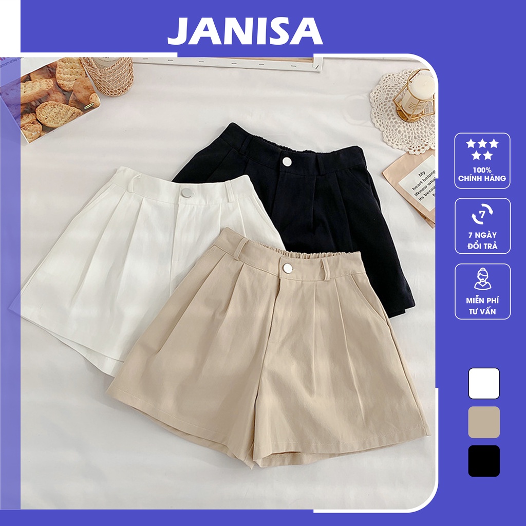 Quần short nữ ulzzang đũi lưng cao ống rộng cạp cao đẹp JANISA QS05