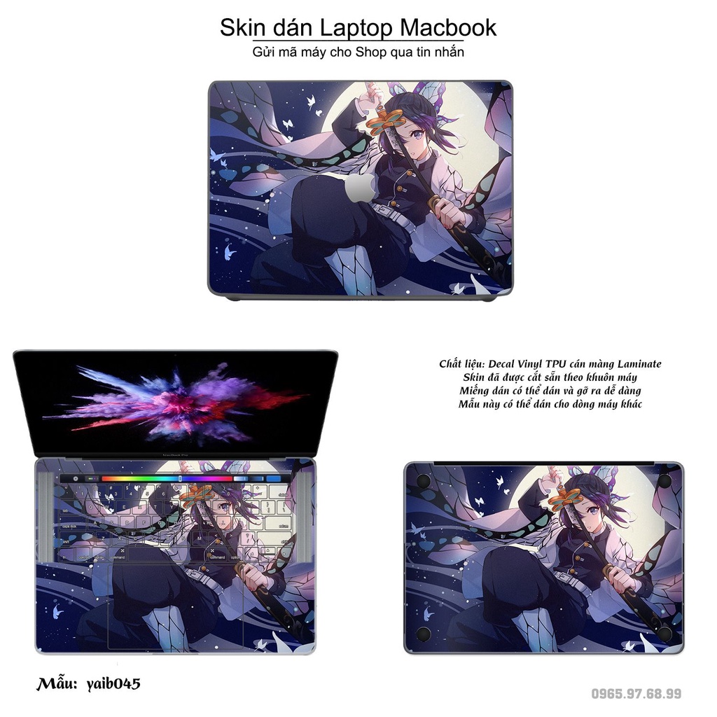 Skin dán Macbook mẫu Kimetsu No Yaiba (đã cắt sẵn, inbox mã máy cho shop)