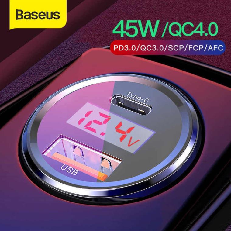 Tẩu sạc điện thoại dành cho xe ô tô - Hàng chính hãng Baseus CCMLC20C 45W - sạc nhanh - an toàn - Có BH cao cấp