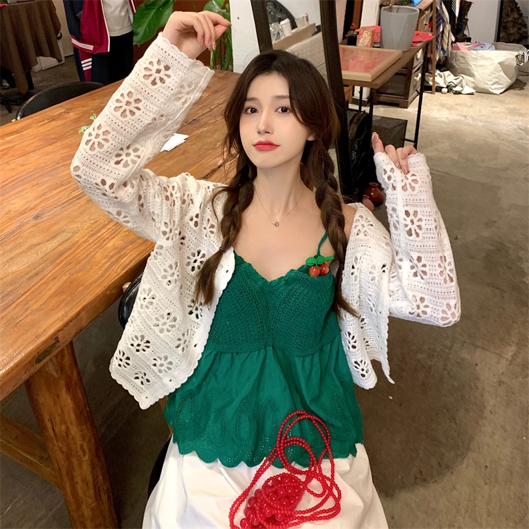 Áo Hai Dây Dệt Kim Kiểu Retro Thời Trang Mùa Hè Cho Nữ