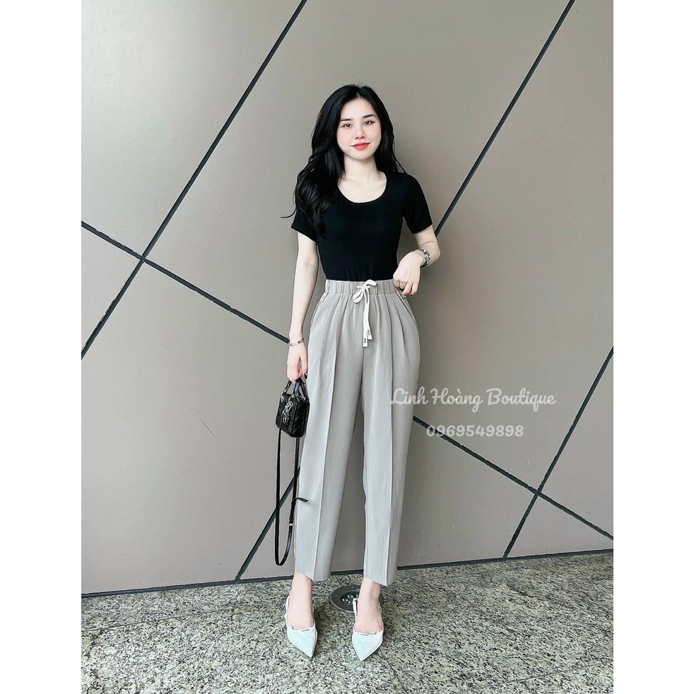 Quần baggy cạp cao vải ruby cao cấp