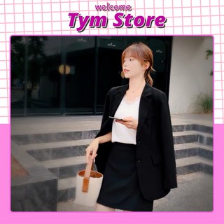 Áo Blazer màu đen, áo vest tay dài trơn cho nữ TYM STORE HTA107