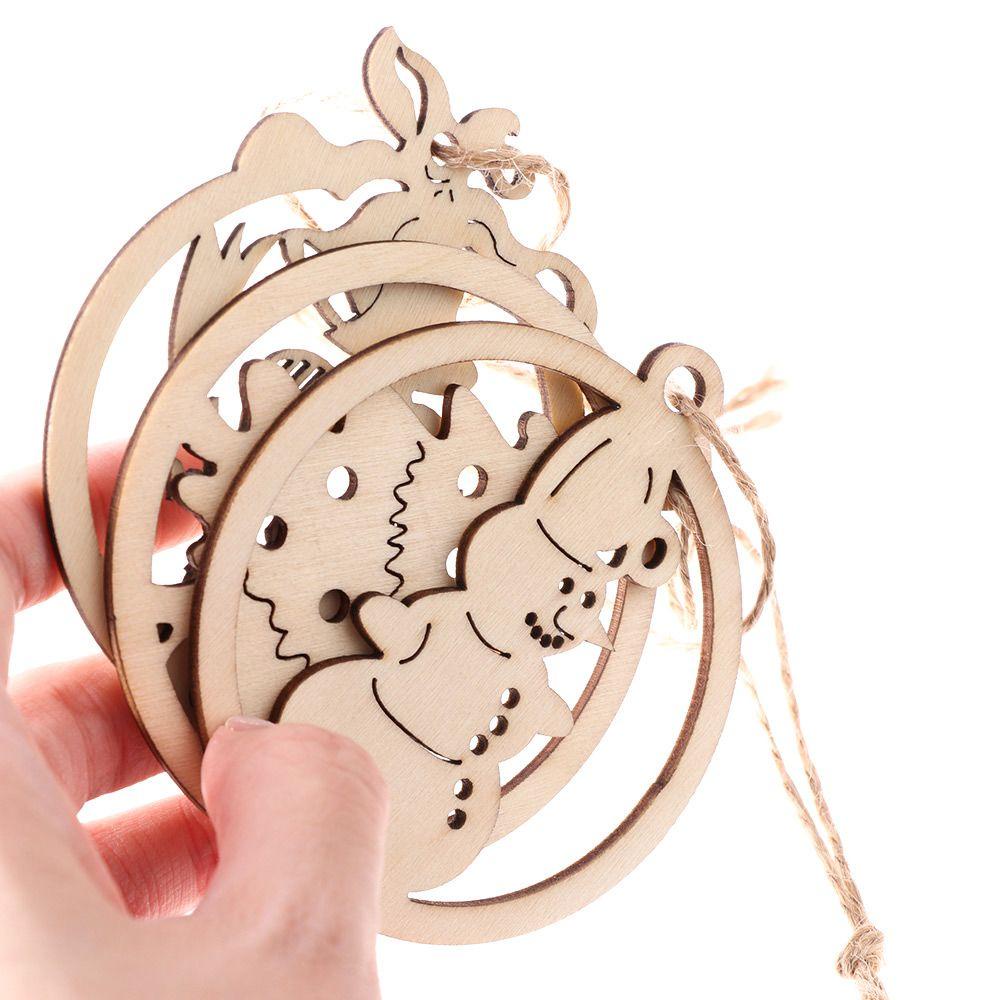 Set 10 Mặt Gỗ Treo Trang Trí Giáng Sinh DIY