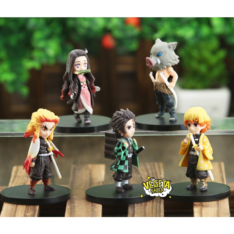 Mô hình Kimetsu No Yaiba - Mô hình thanh gươm diệt quỷ - Set 5 mẫu Tanjiro Nezuko Zenitsu Inosuke Rengoku - Cao 7,5cm