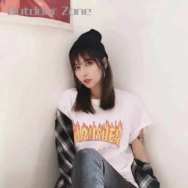 Outdoor zone Thrasher T shirts skateboard tide trasher magazine flame causal tee men women top