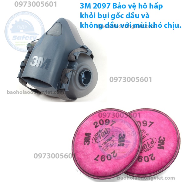 3M 2097 - 1 cặp Phin lọc độc và hơi hữu cơ lọc bụi 3m 2097 dùng cho mặt nạ phòng độc 2 phin