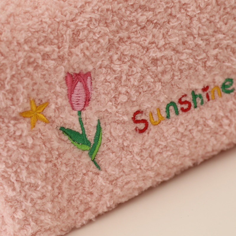 Bóp Viết Vải Lông Mềm In Hình Hoa Tulip Dễ Thương Cho Học Sinh Ốp