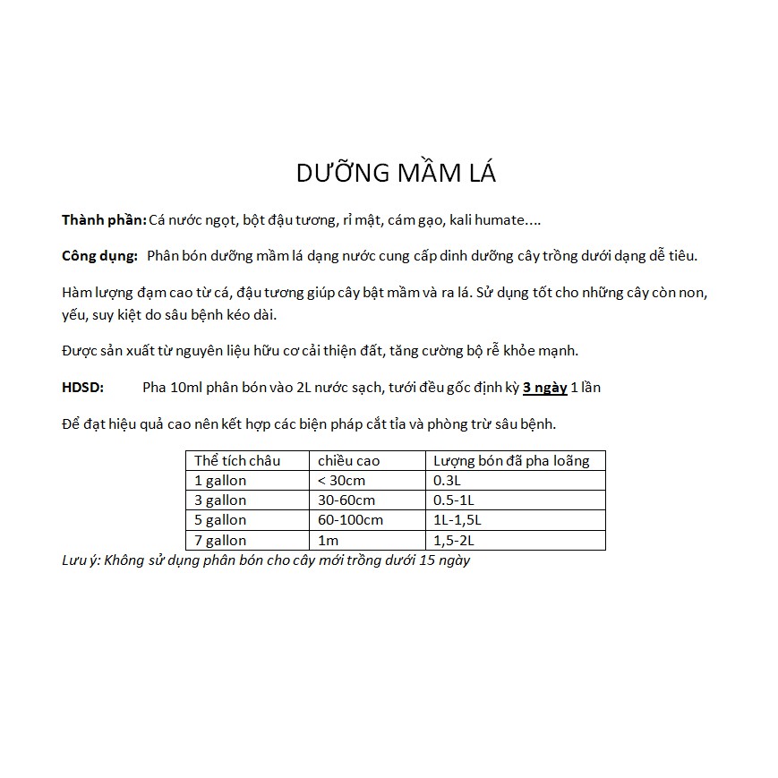 PHÂN DƯỠNG MẦM LÁ 1L-Dùng để kích thích ra nụ, đâm chồi nảy mầm tăng trưởng giúp cây hồng phát triển tươi tốt, mạnh khỏe