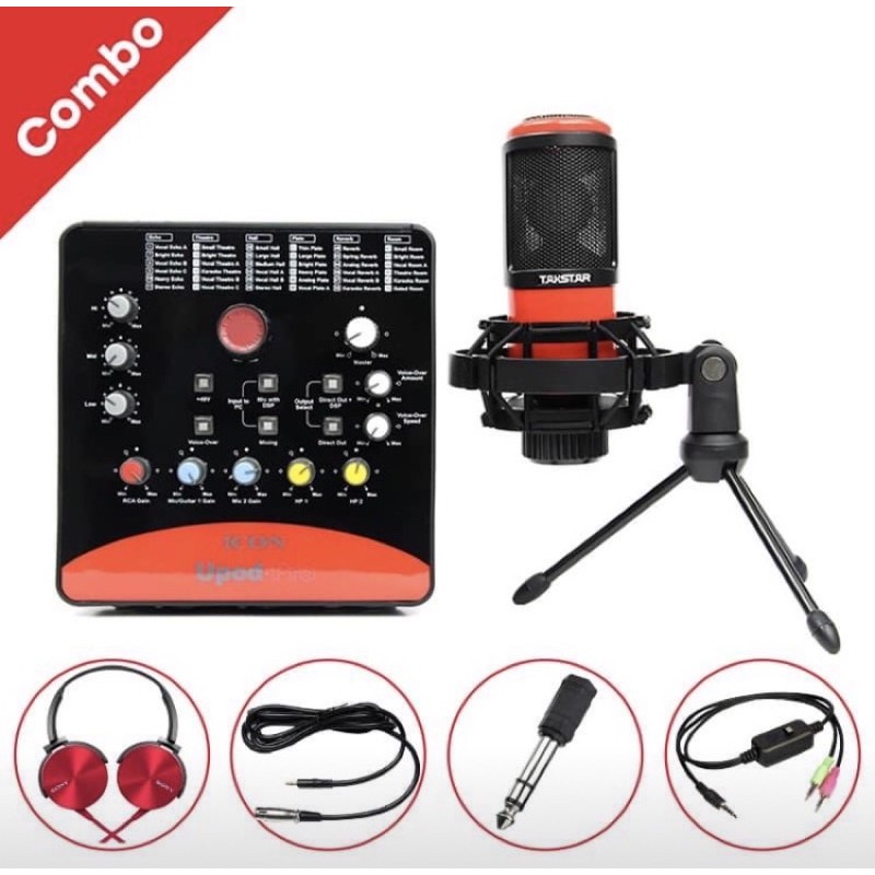 Bộ combo thu âm livestream icon upod pro và mic Takstar PC K320 tặng kèm tai nghe ốp xịn