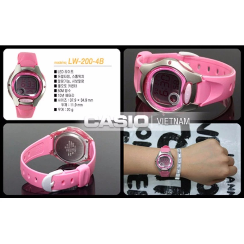 Đồng hồ nữ dây nhựa Casio chính hãng Anh Khuê LW-200-4BVDF