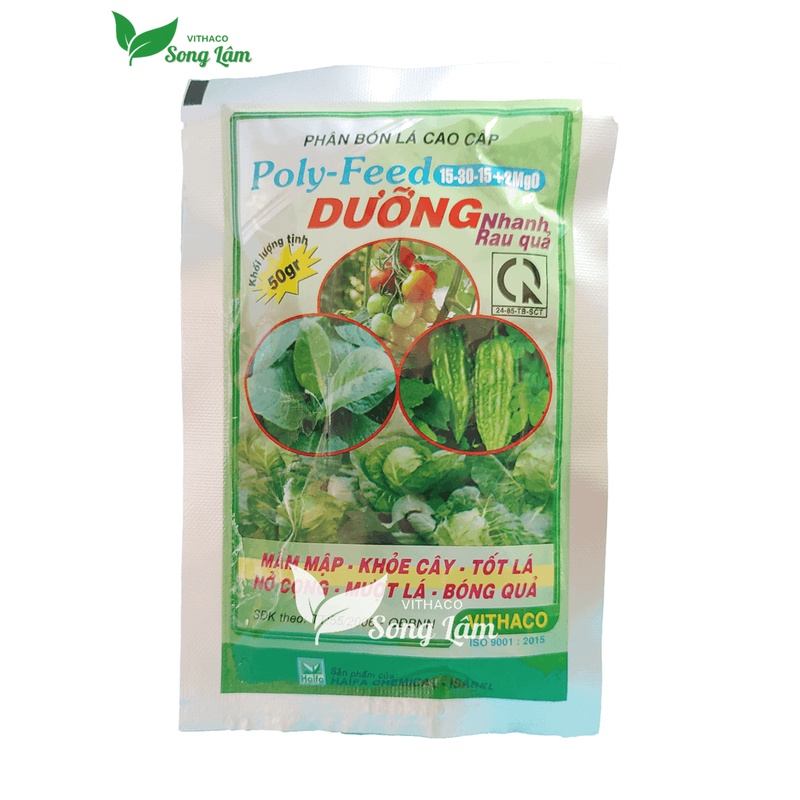 [VITHACO] Phân bón lá bổ sung NPK kích sinh trưởng cho rau củ quả, hoa kiểng Poly Feed [gói 50gr]