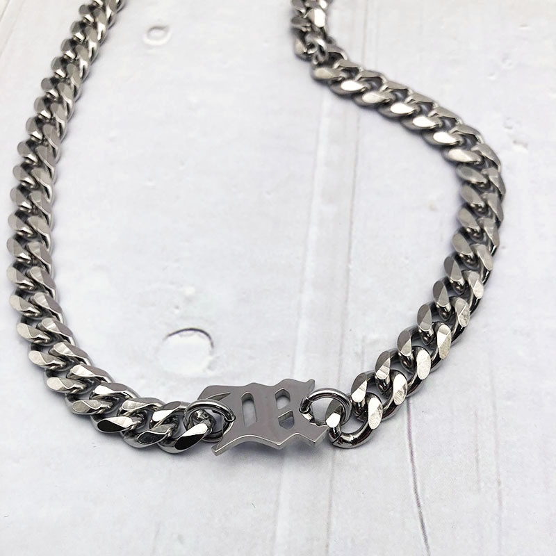 Vòng cổ Thép Titan Dày Mặt Chữ M Cuban Phong Cách Âu Mỹ Thời Trang