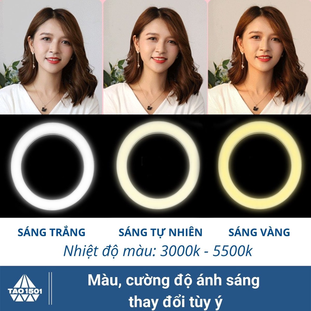 Đèn Livestream 26cm đi kèm Chân đỡ đèn bằng sắt dài 2m1