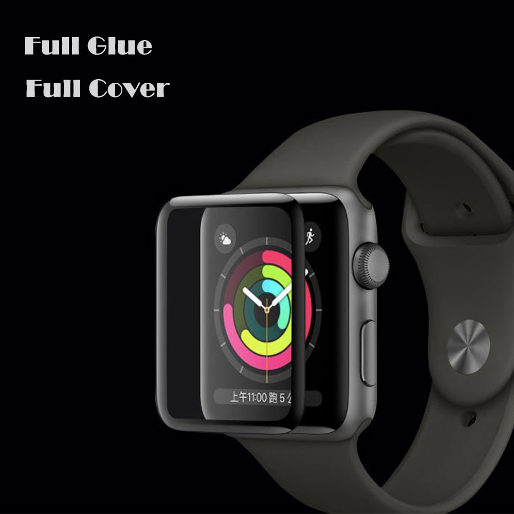 Kính cường lực 3D phủ toàn màn hình cho đồng hồ thông minh Apple Watch 38mm 40mm 44mm 42mm iWatch Series 4 2 1