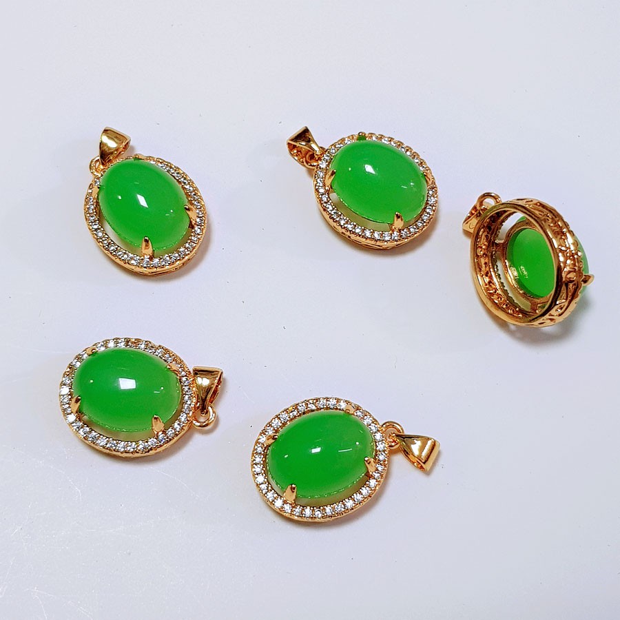 Phụ kiện trang sức (DIY) - Mặt dây chuyền vòng cổ đá mã não xanh - M19D