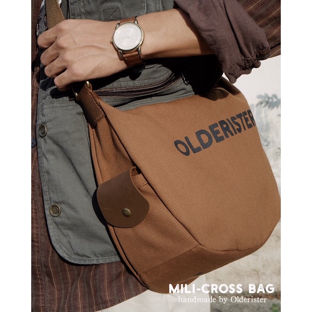 Túi đeo chéo Mili-Cross Bag - Màu nâu - Thương hiệu Olderister - Tiệm Cũ Kĩ