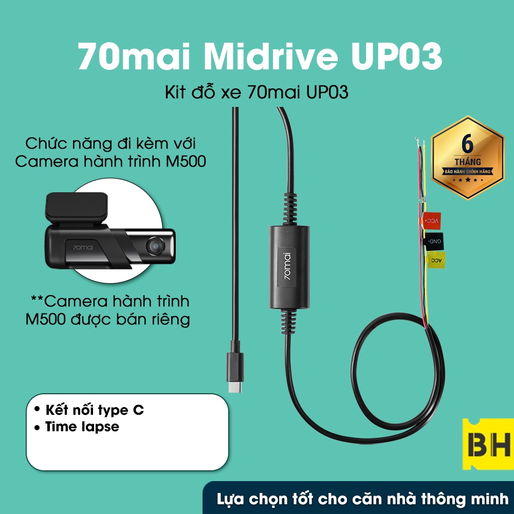 Bộ dây nguồn Hardwire Kit đấu điện trực tiếp cho camera hành trình 70mai UP03(M500)